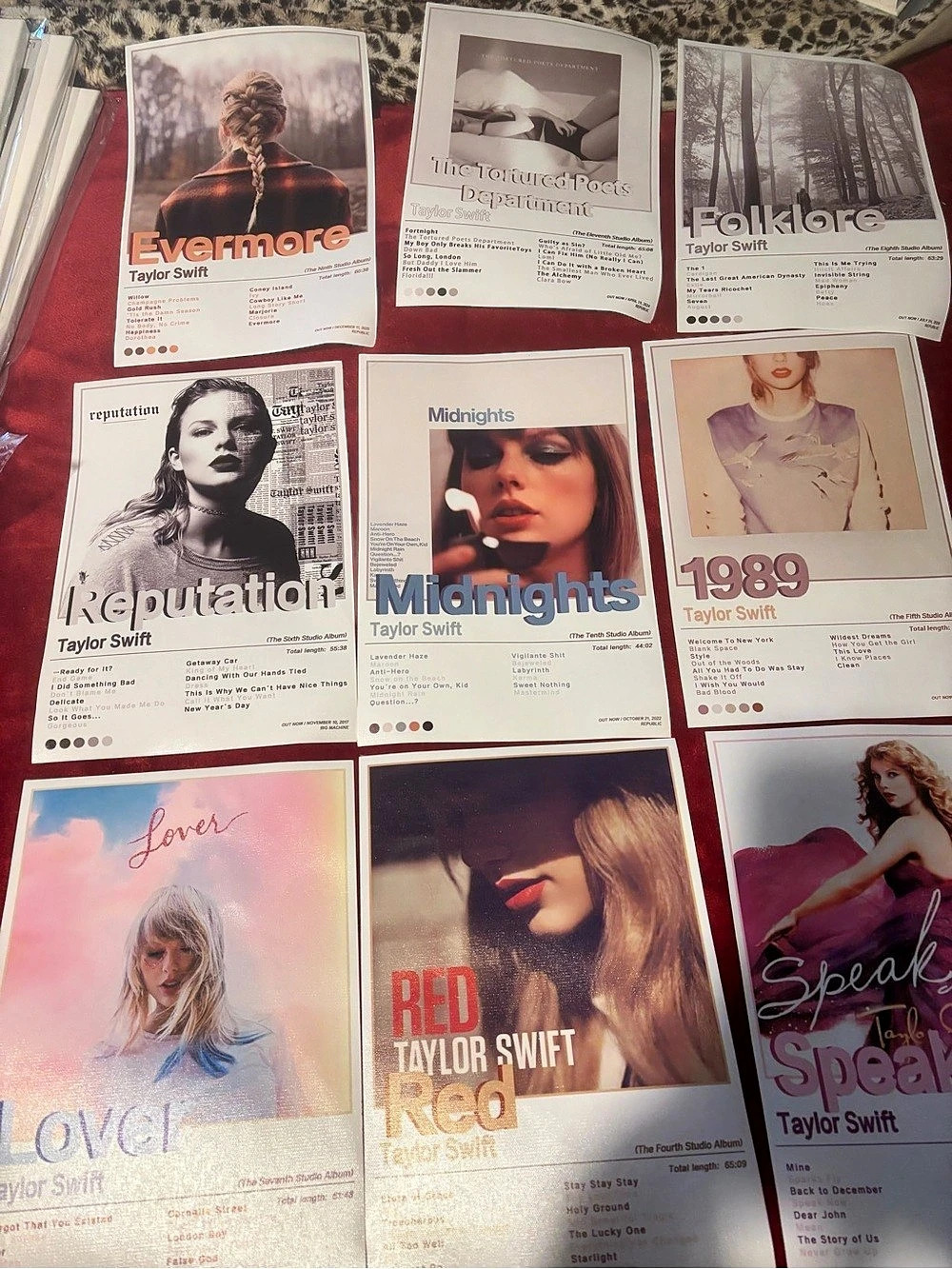 Taylor Swift Studio Albums Poster Set Album Poster Set Red & Pink NWT full set